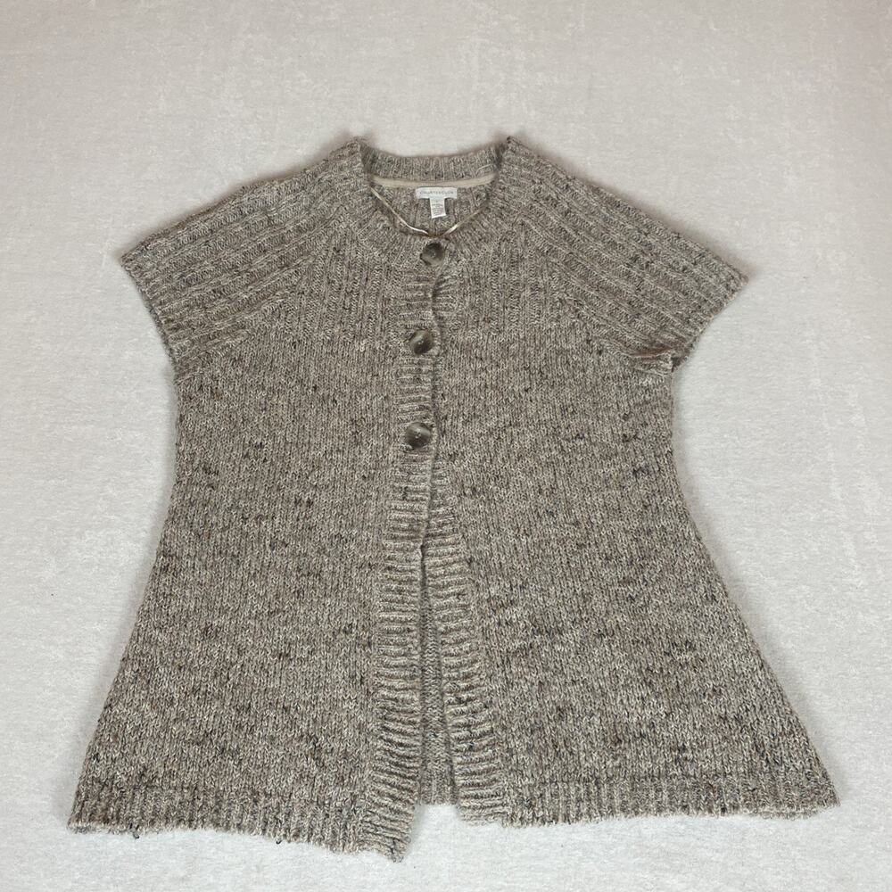 Charter Club Gray Button Ribbed Chunky Knit Swing Peplum Cardigan Large